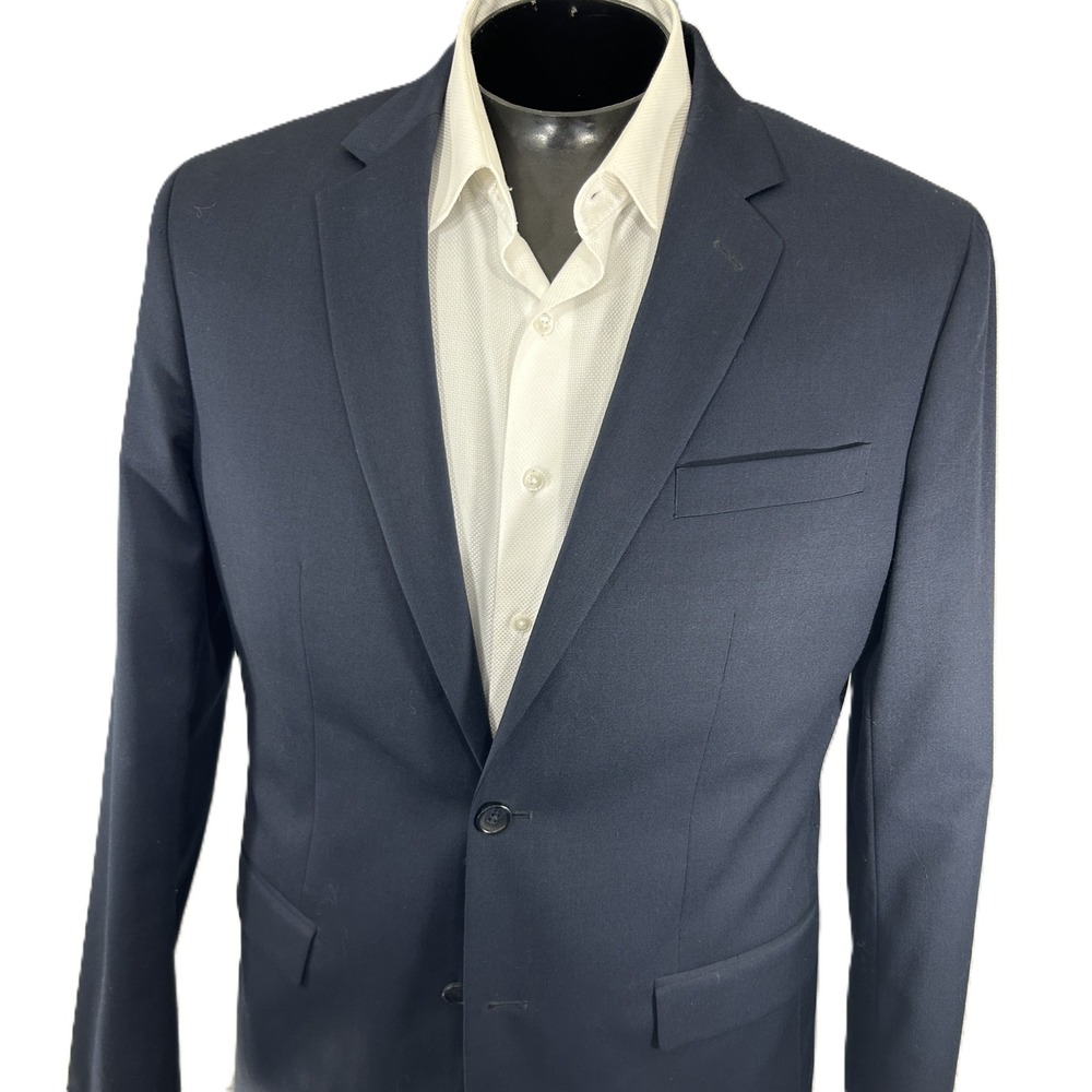 Banana Republic Blazer Mens 42L Navy Blue Tailored Fit Wool Blend Two Button